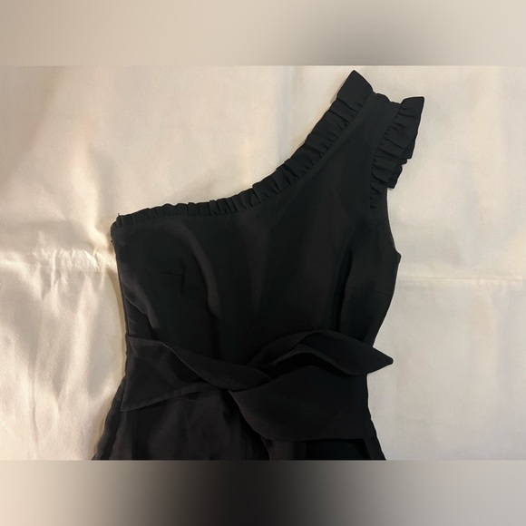 Saloni jumpsuit size 4 black one shoulder crepe front tie evening wear​​​​​ - Picture 8 of 11